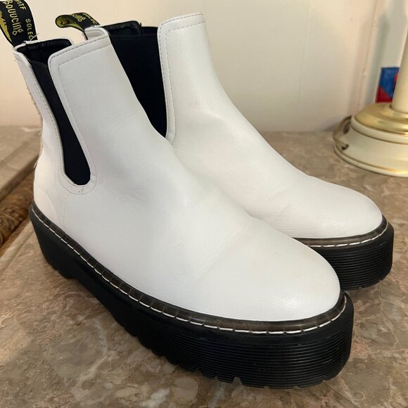 Shein Womens Combat Boots Size 10 White Platform Chunky Midsole‎  (S04) - Picture 1 of 6